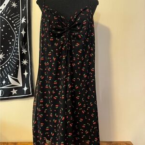 Rue 21 2XLCherry Print Spaghetti Strap Babydoll Dress Vintage Y2K Whimsy Sheer